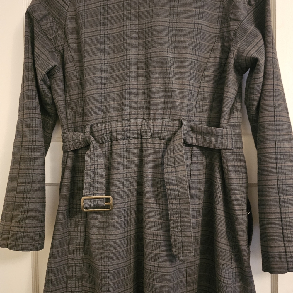 Converse x John Varvatos size US1 small brown and black Plaid Trench Coat. - Picture 8 of 10